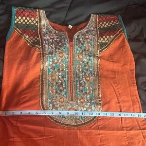 Embroidered Orange Tunic Top